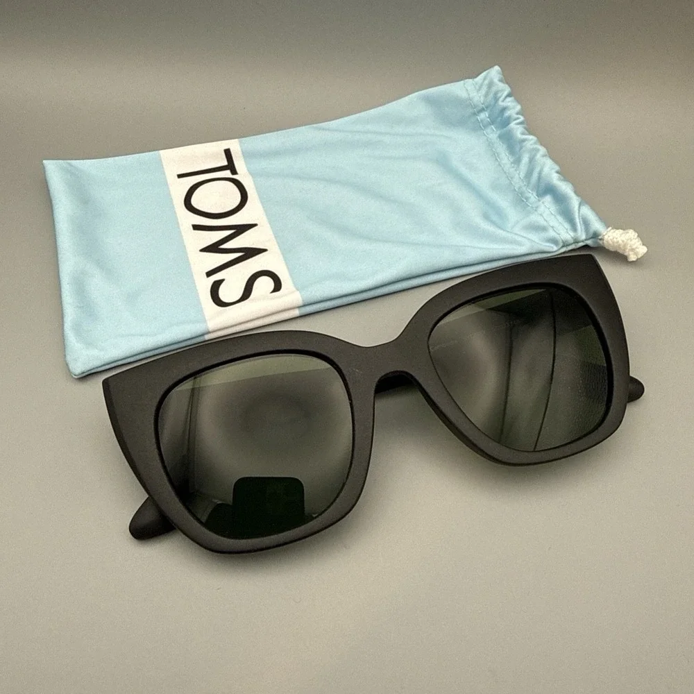 TOMS Sydney Authentic CatEye Sunglasses Matte Black Frames & Olive Gradient Lens